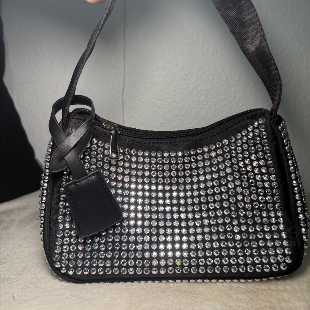 Crystal studded shoulder bag